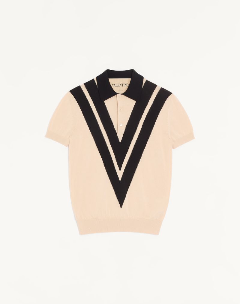Valentino katoenen poloshirt met ingelegde V-vorm