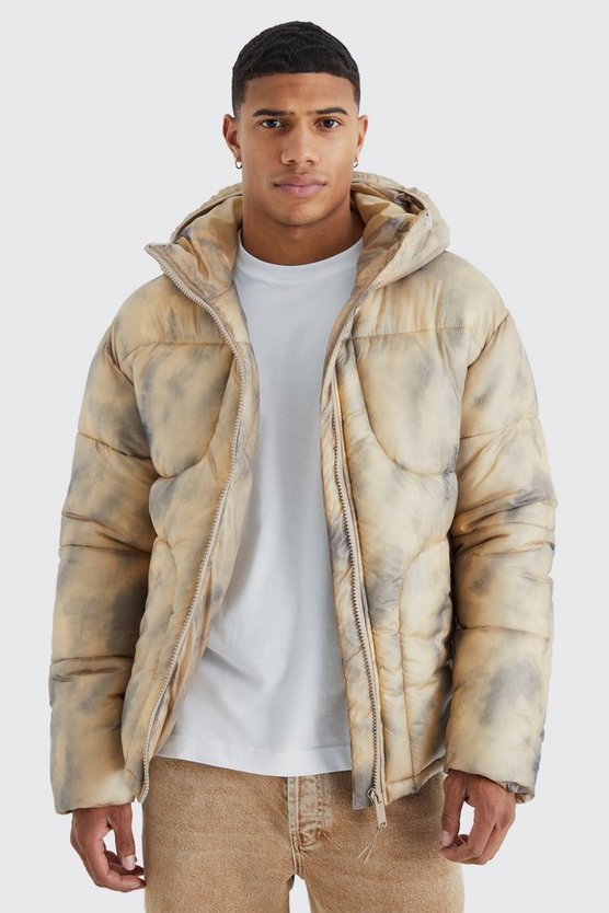 Batik Steppjacke mit Kapuze
