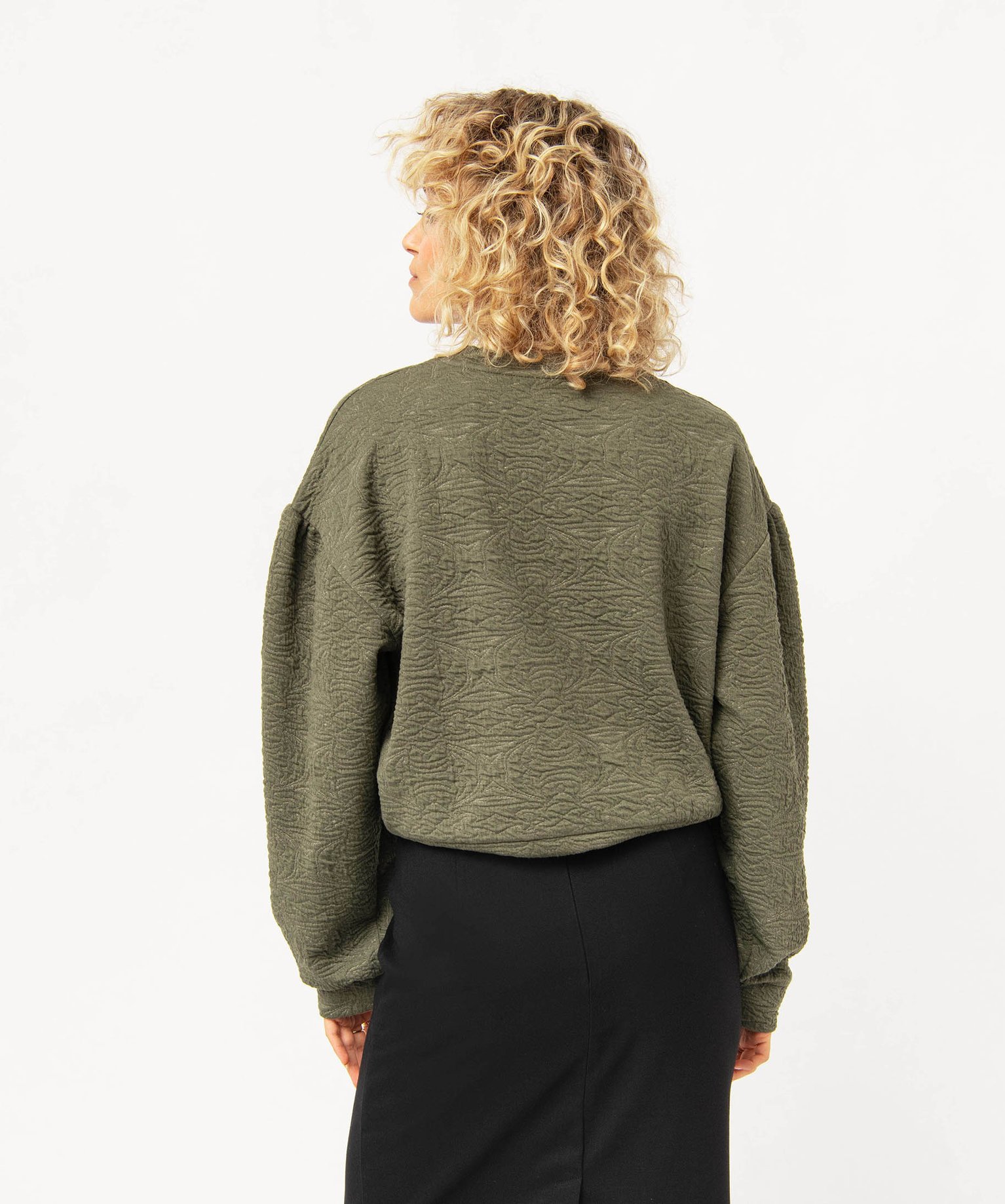 Sweat ample en maille texturée femme kaki | GEMO
