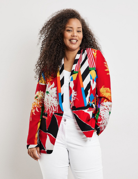 Blazer mit buntem Muster-Mix