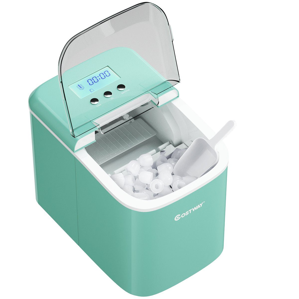 COSTWAY Eiswürfelmaschine, Eiswürfel in 7min, 12kg in 24H, Eiswürfelschaufel