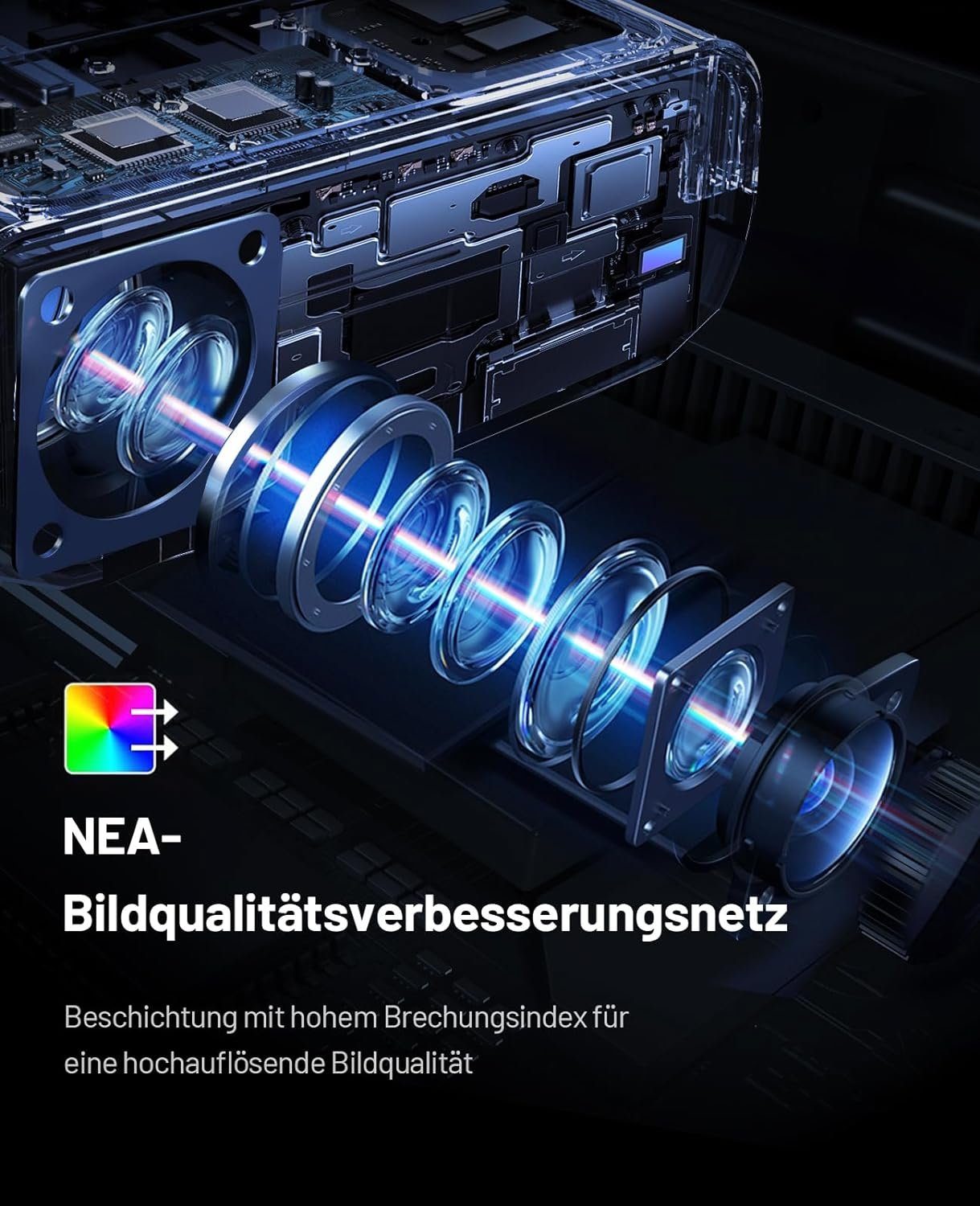 JUNG Mini Tragbarer Beamer Trapezkorrektur 4K 200 ANSI Smart Projektor WiFi Mini-Beamer (10000: 1, 1920 x 1080 px, 4k Heim Kino Full HD Smart Heimkino Bluetooth Tragbar Mobil Minibeamer)
