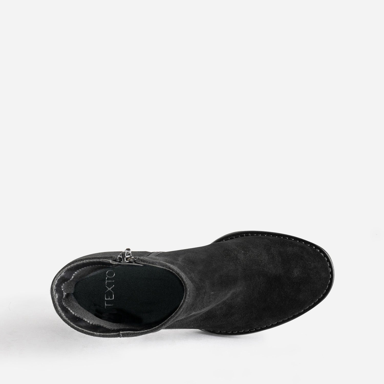 Boots TEXTO en cuir noir à talon