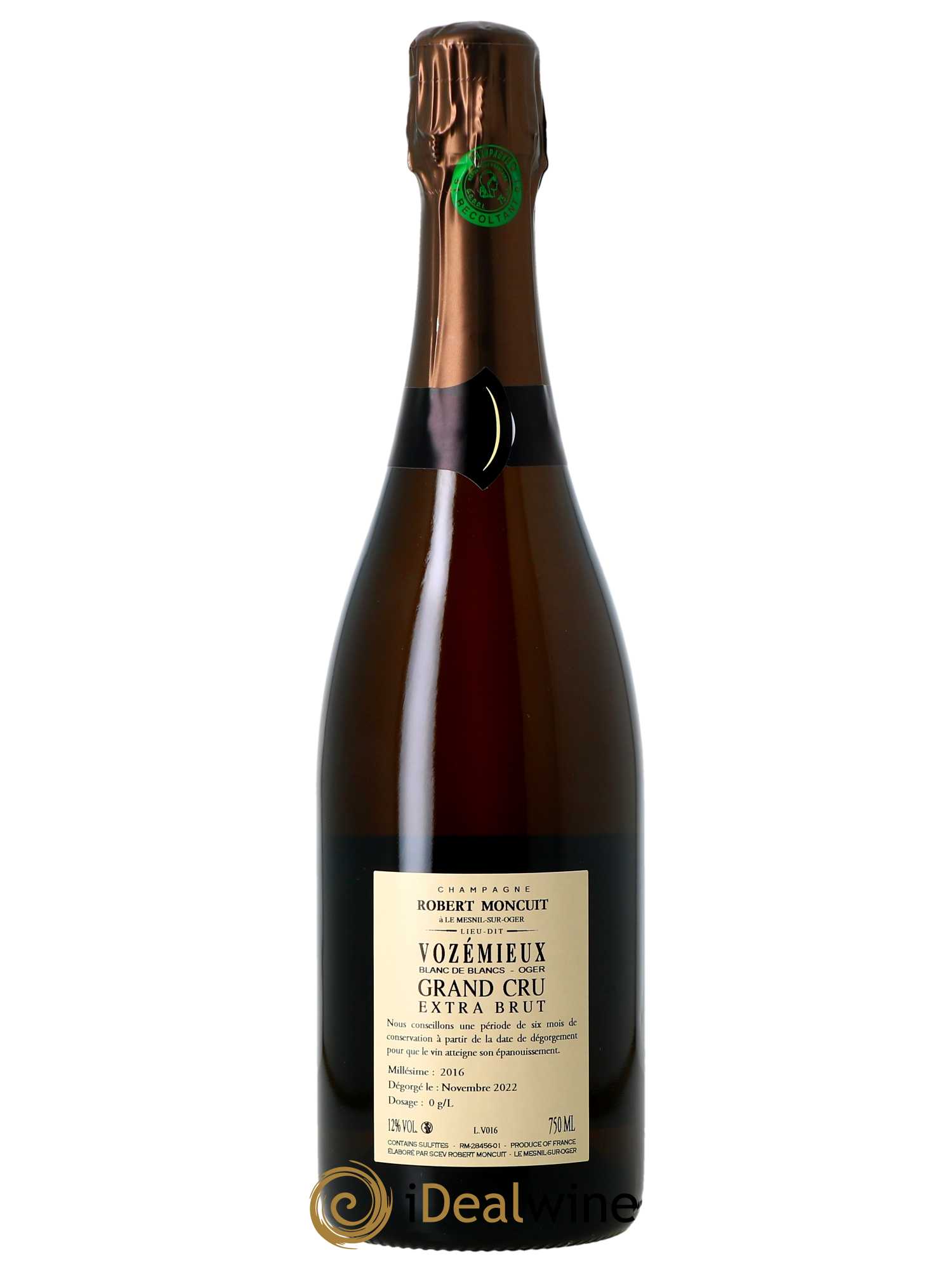 Vozémieux Blanc de Blancs Grand Cru Extra Brut Robert Moncuit  2016 - Lot de 1 Bouteille