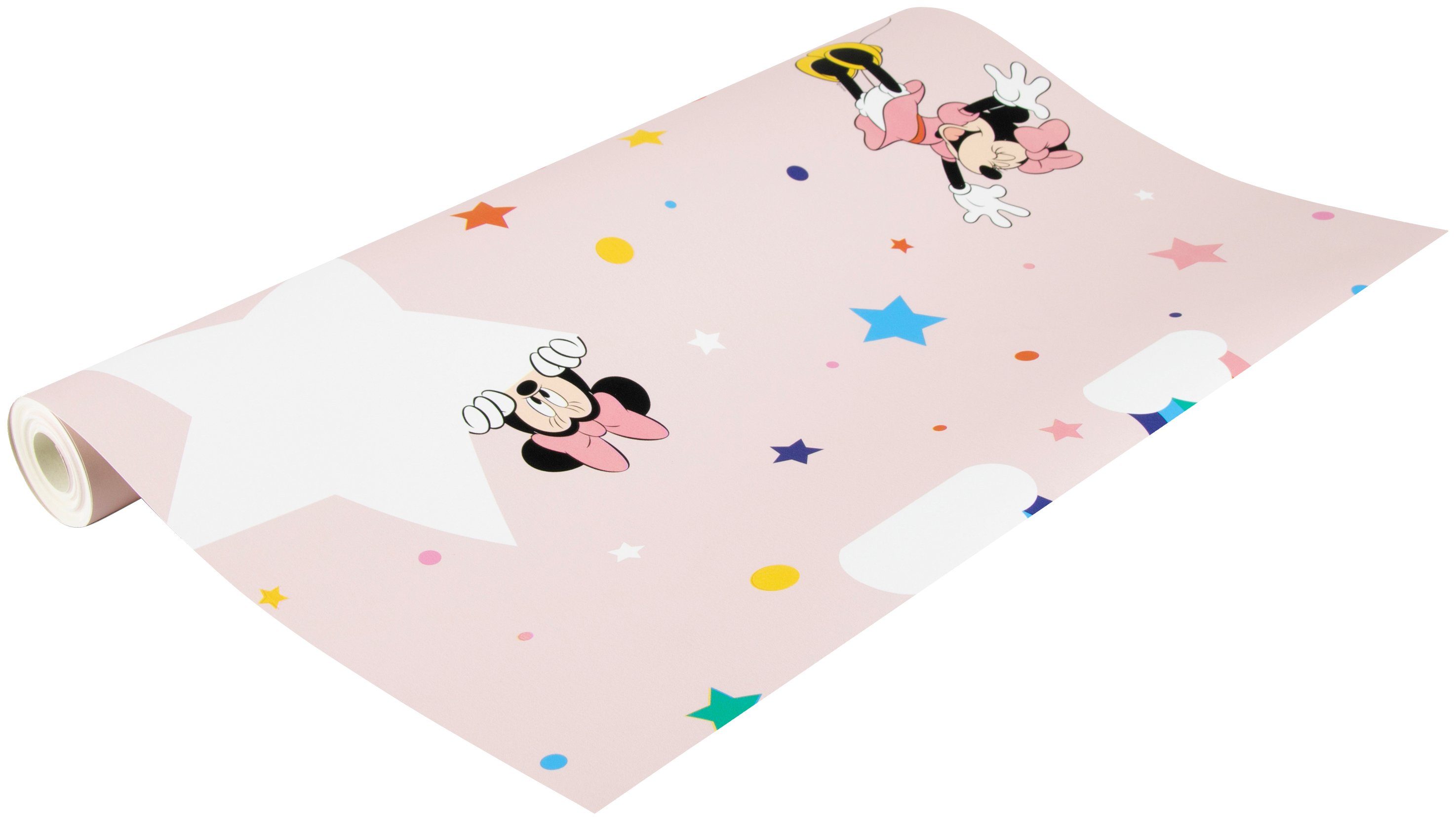 Art for the home Papiertapete Regenbogen Minnie, (1 St), Rosa - 10mx53cm