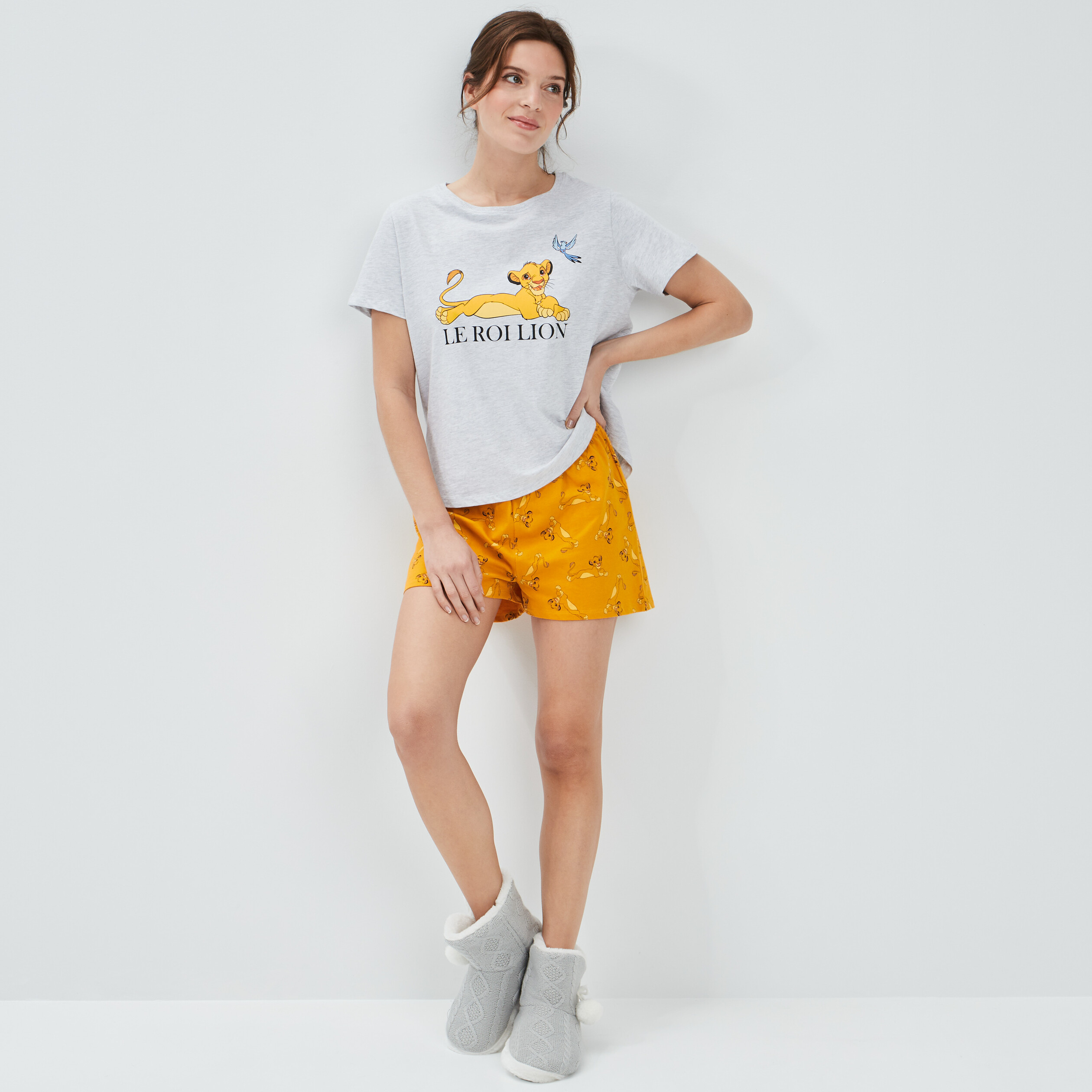 Pyjama Le Roi lion gris clair femme | La Halle