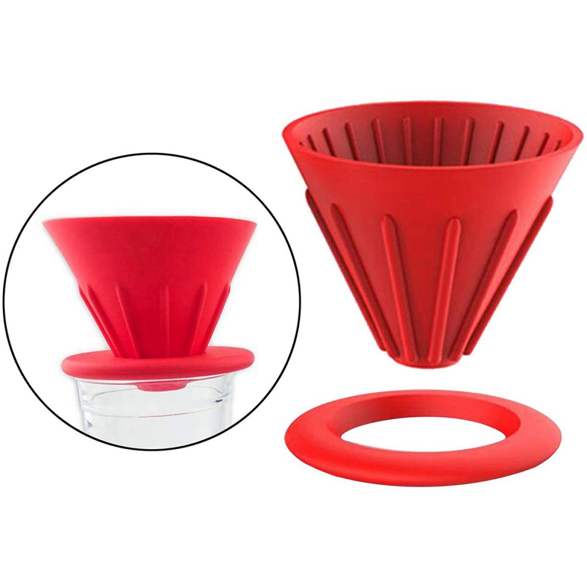 Rwoythk Kaffeebereiter Silikon-Kaffeefilter, Hand-Kaffeetrichter, Pour Over Coffee Brewer