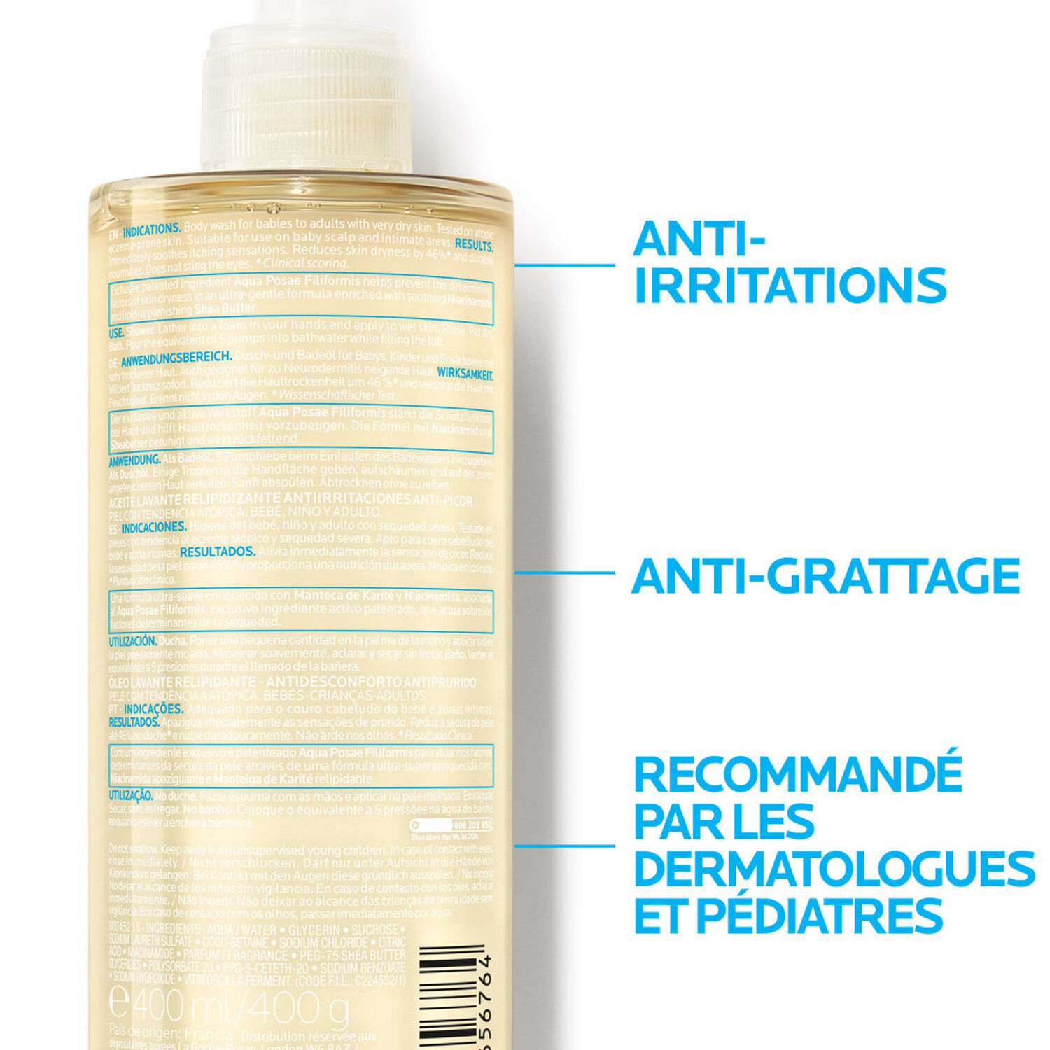 la roche-posay Lipikar AP+ Huile Lavante Relipidante, Anti-Irritation, Anti-Grattage
