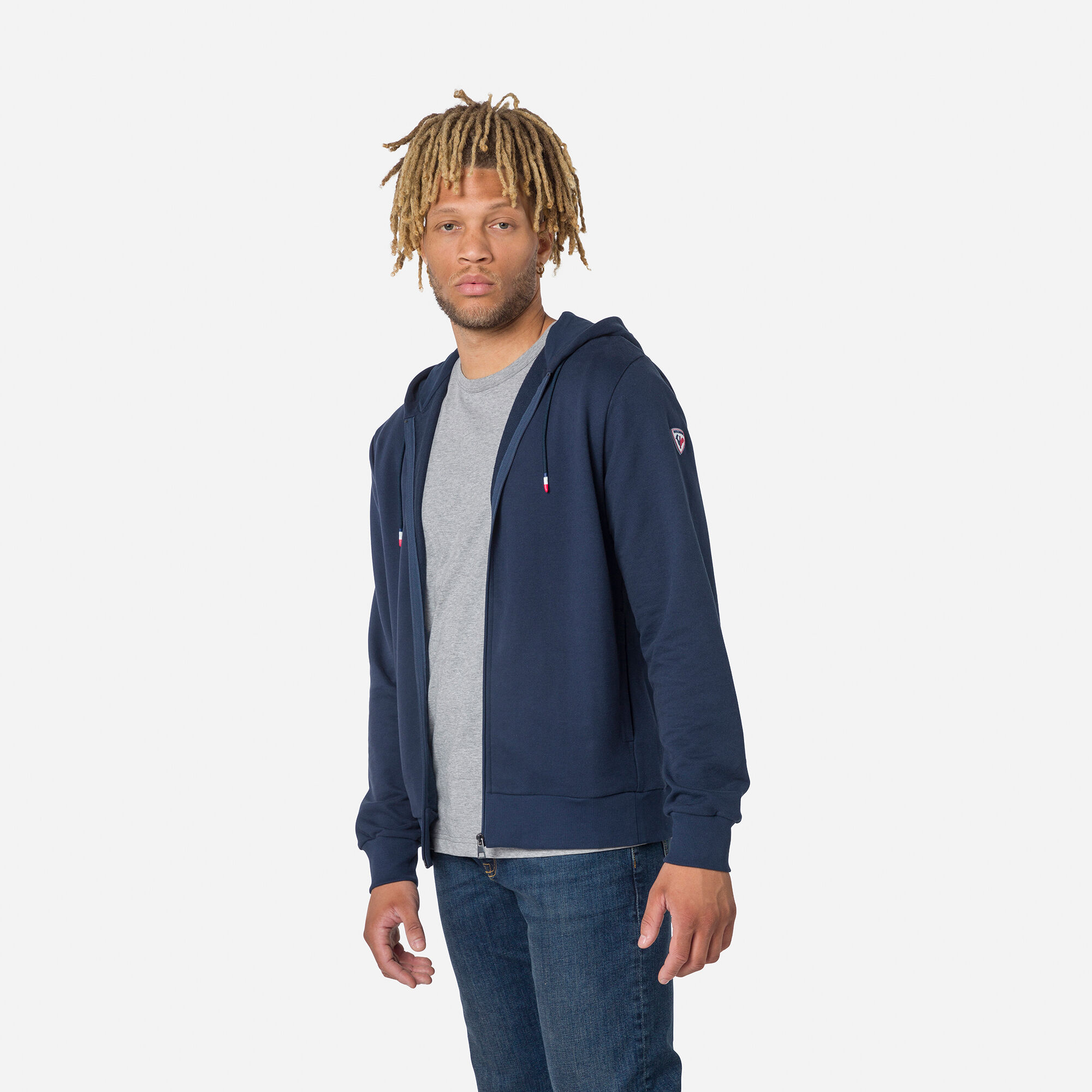 Sweat en coton à capuche zippé Logo Homme