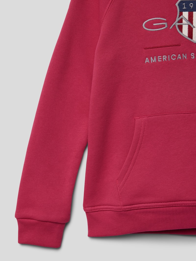 Hoodie mit Label-Stitching Modell 'ARCHIVE' in fuchsia