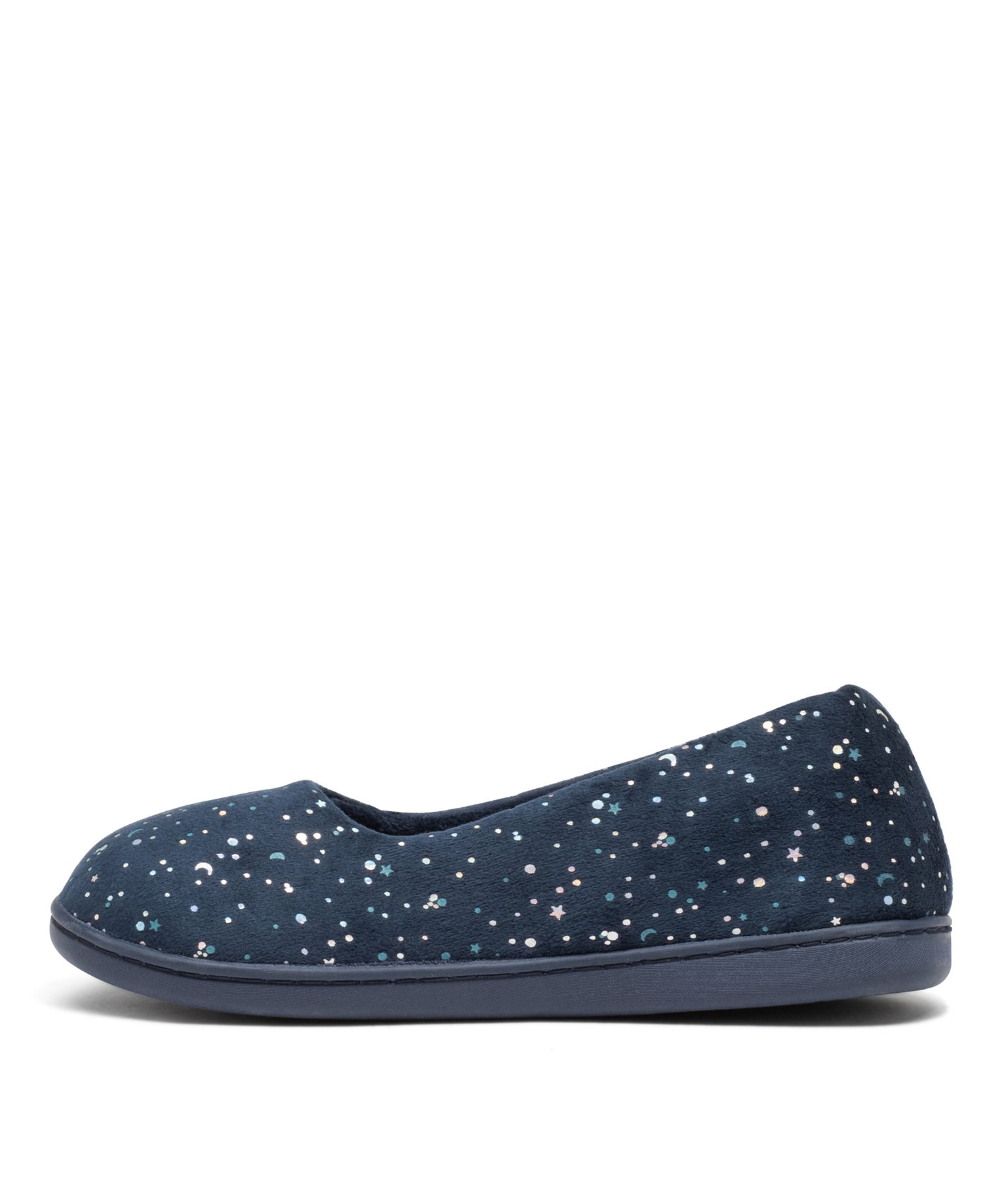 Chaussons femme ballerines moelleuses en velours imprimé - DIM marine | GEMO