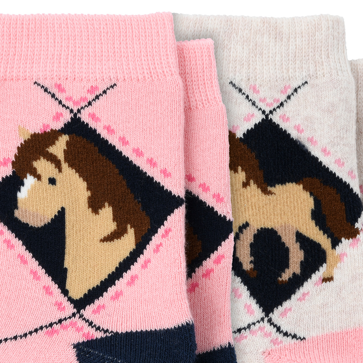 2 Paar Mädchen Stoppersocken mit Pferden