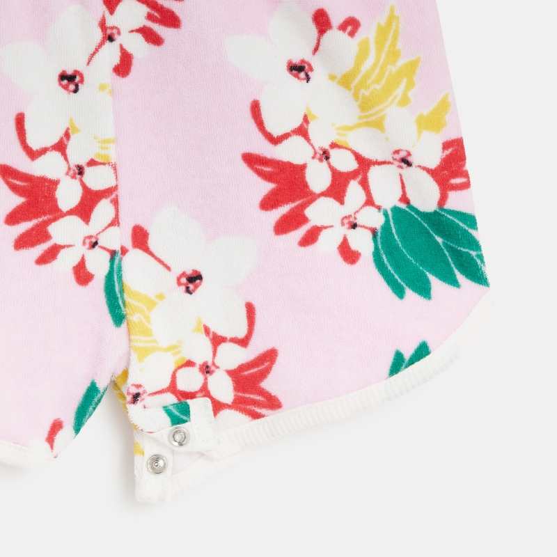 Combishort bébé fille rose fleurs exotiques Catimini