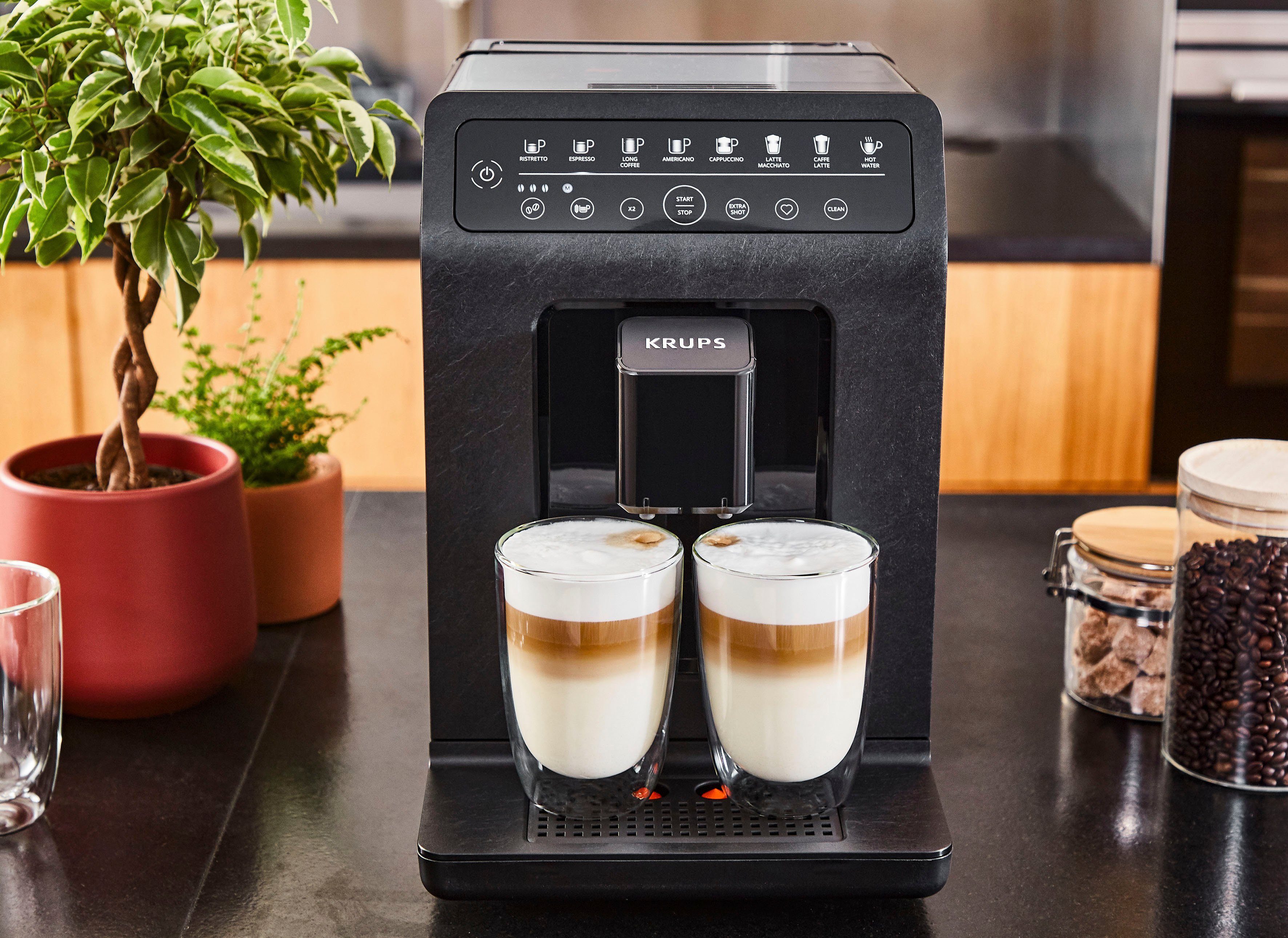 Krups Kaffeevollautomat EA897B Evidence ECOdesign, aus 62%* recyceltem Kunststoff, bis zu 90% recycelbar, inkl. Emsa Travel Mug im Wert von UVP 25,99