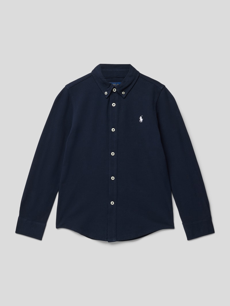 Polohemd mit Logo-Stitching in marineblau
