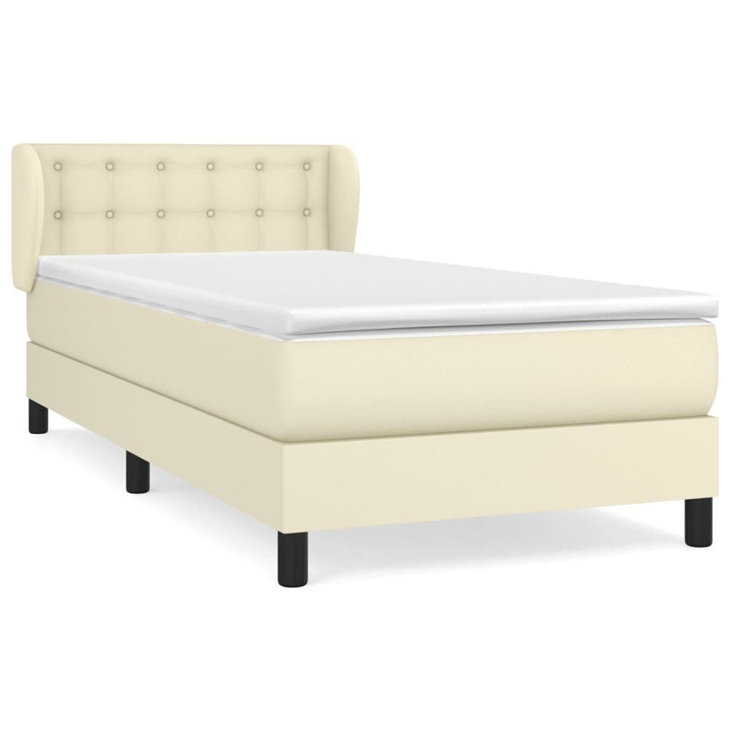 vidaXL Bett Boxspringbett mit Matratze Creme 80x200 cm Kunstleder