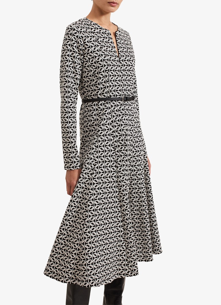 Vestido midi Phase Eight Eleni con estampado gráfico y cinturón.