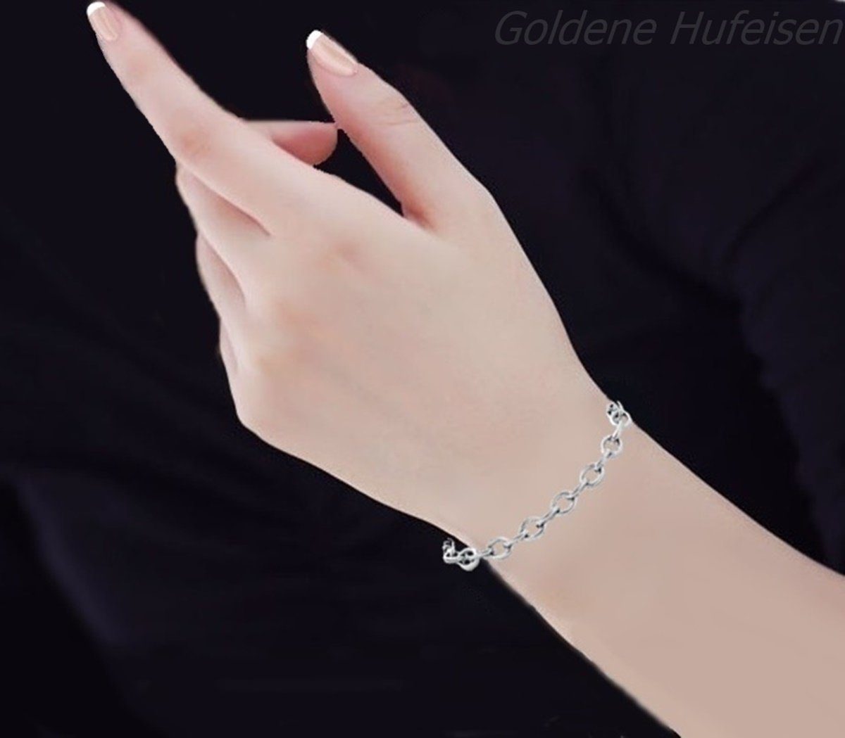 Goldene Hufeisen Bettelarmband Stabiles Kinder, Mädchen, Jungen Armband Charm-Armband aus 925 Silber (1 Stück, inkl. Etui), Verstellbar
