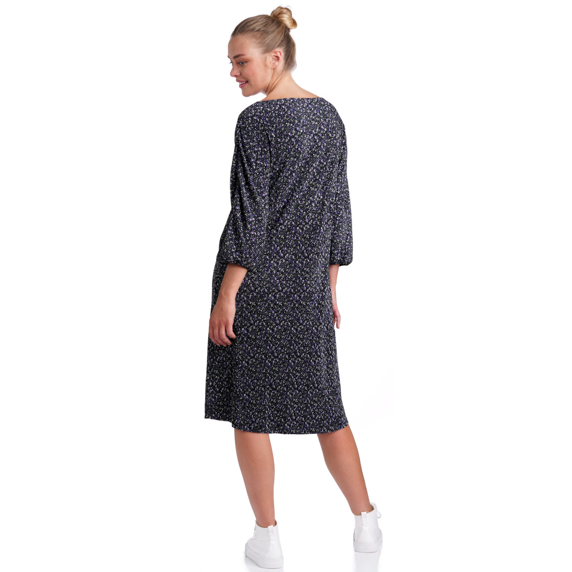 Damen Plissee-Kleid mit V-Ausschnitt