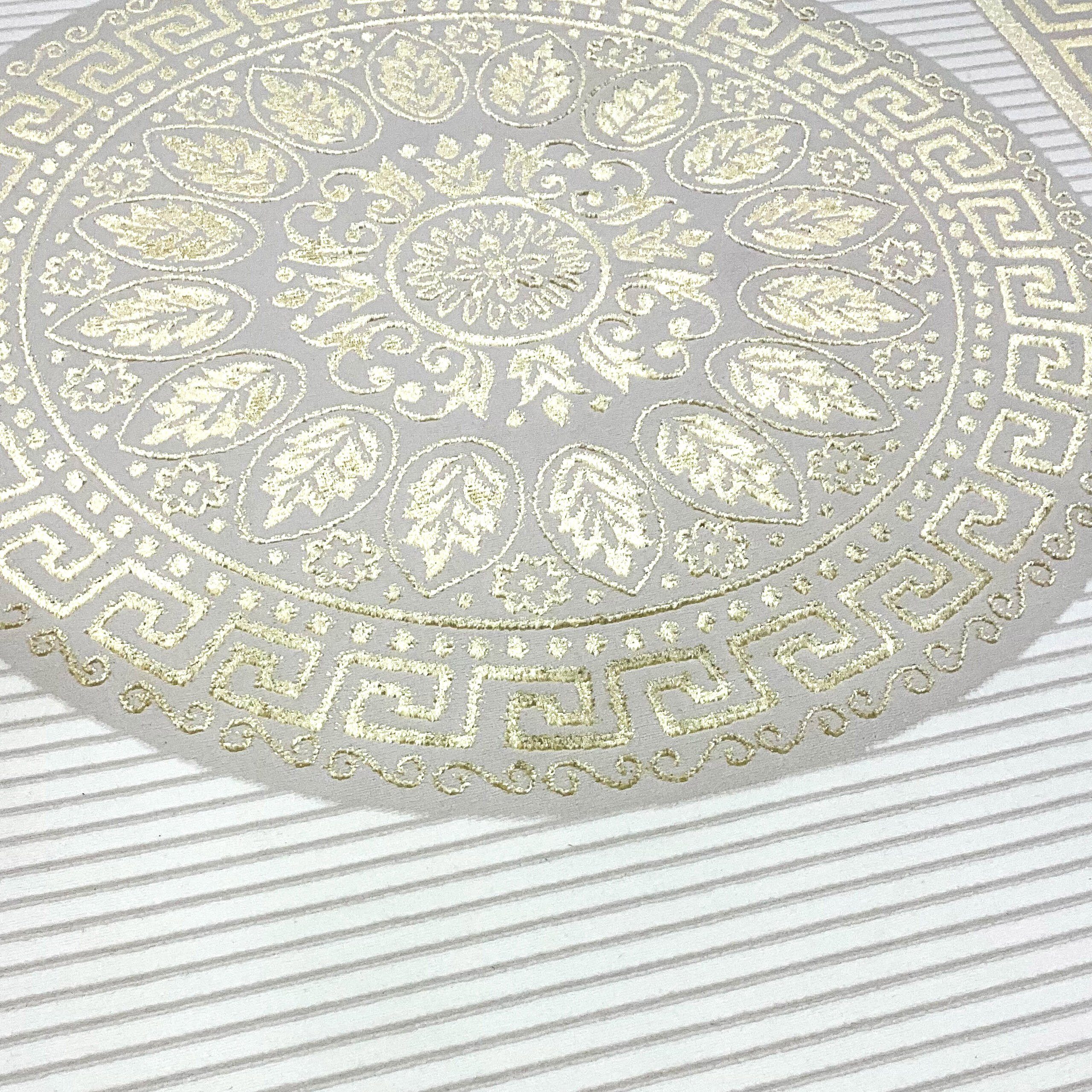 Teppich Orientalischer Designerteppich mit glänzendem Ornament in weiß-gold, Teppich-Traum, rechteckig, Höhe: 8 mm