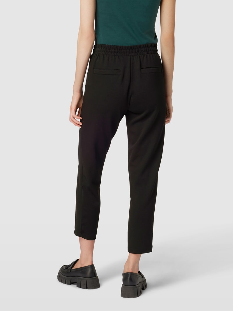 Stoffhose mit Ziernähten in schwarz