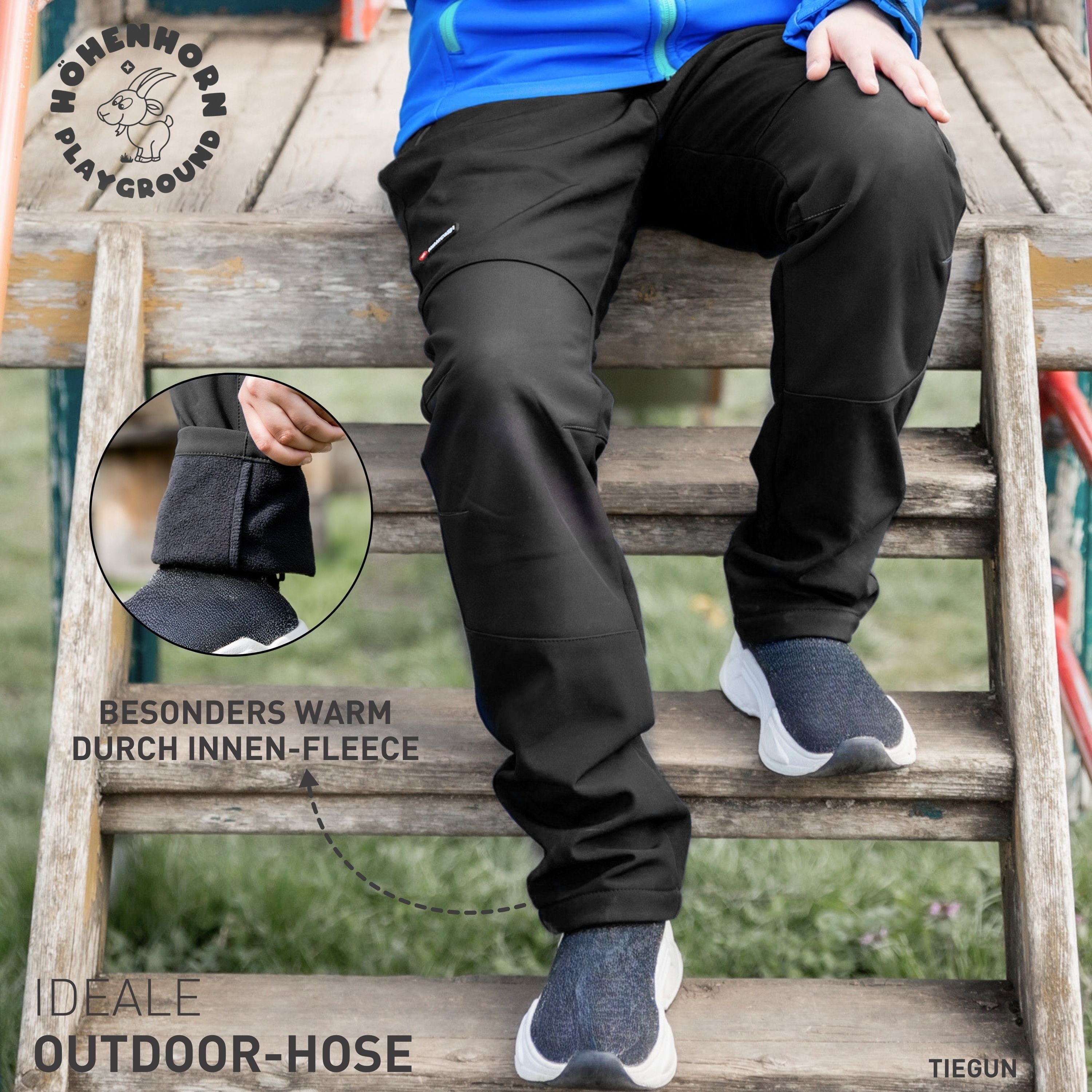 Höhenhorn Softshellhose Tiegun Kinder Jungen Mädchen Outdoorhose Gefüttert Snowboardhose