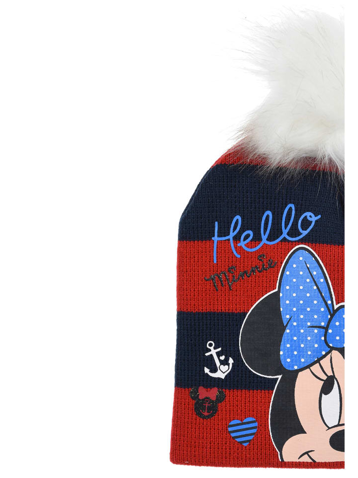 Disney Minnie Mouse Wintermütze mit Bommel in Rot günstig kaufen