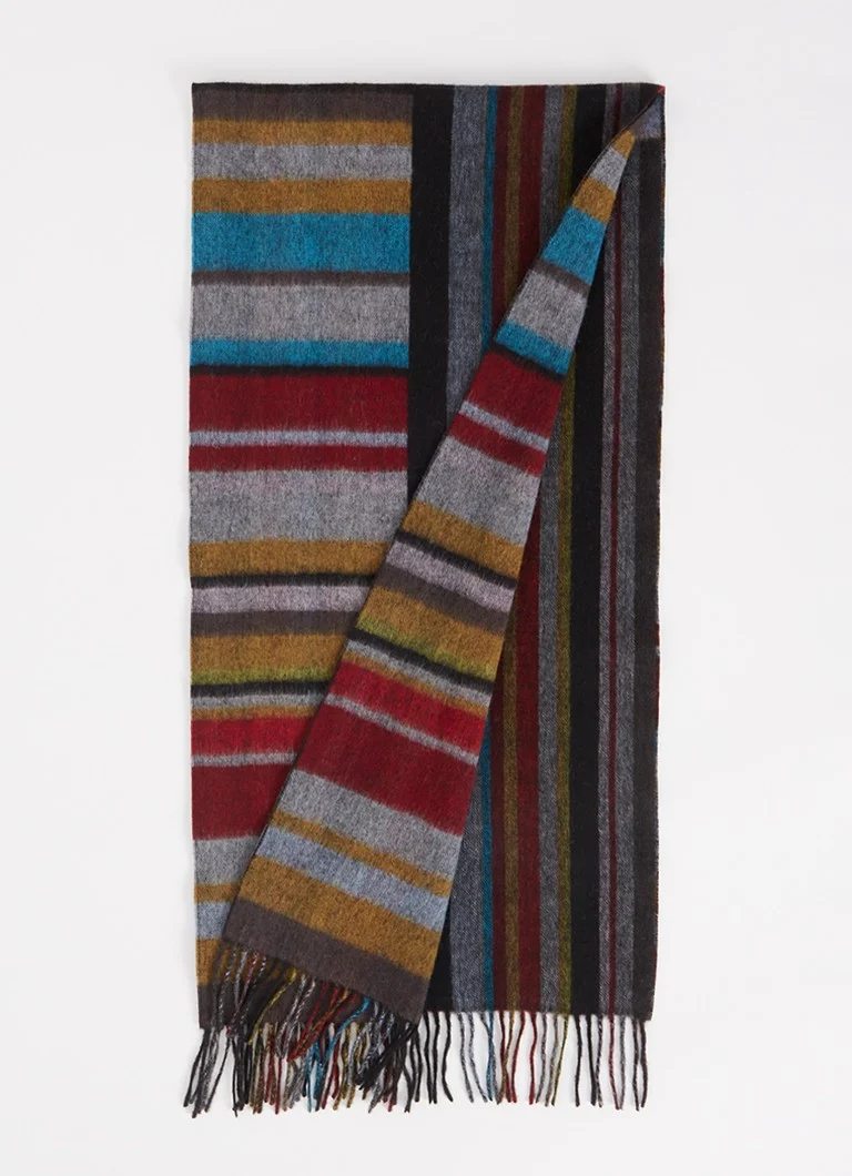 Szalik w paski z mieszanki kaszmiru Paul Smith, 185 x 40 cm