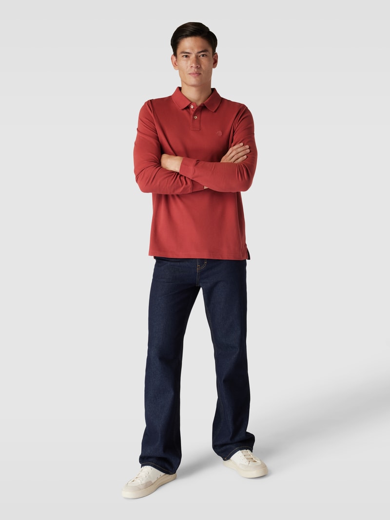 Poloshirt mit Logo-Stitching Modell 'THOMAS' in rostrot
