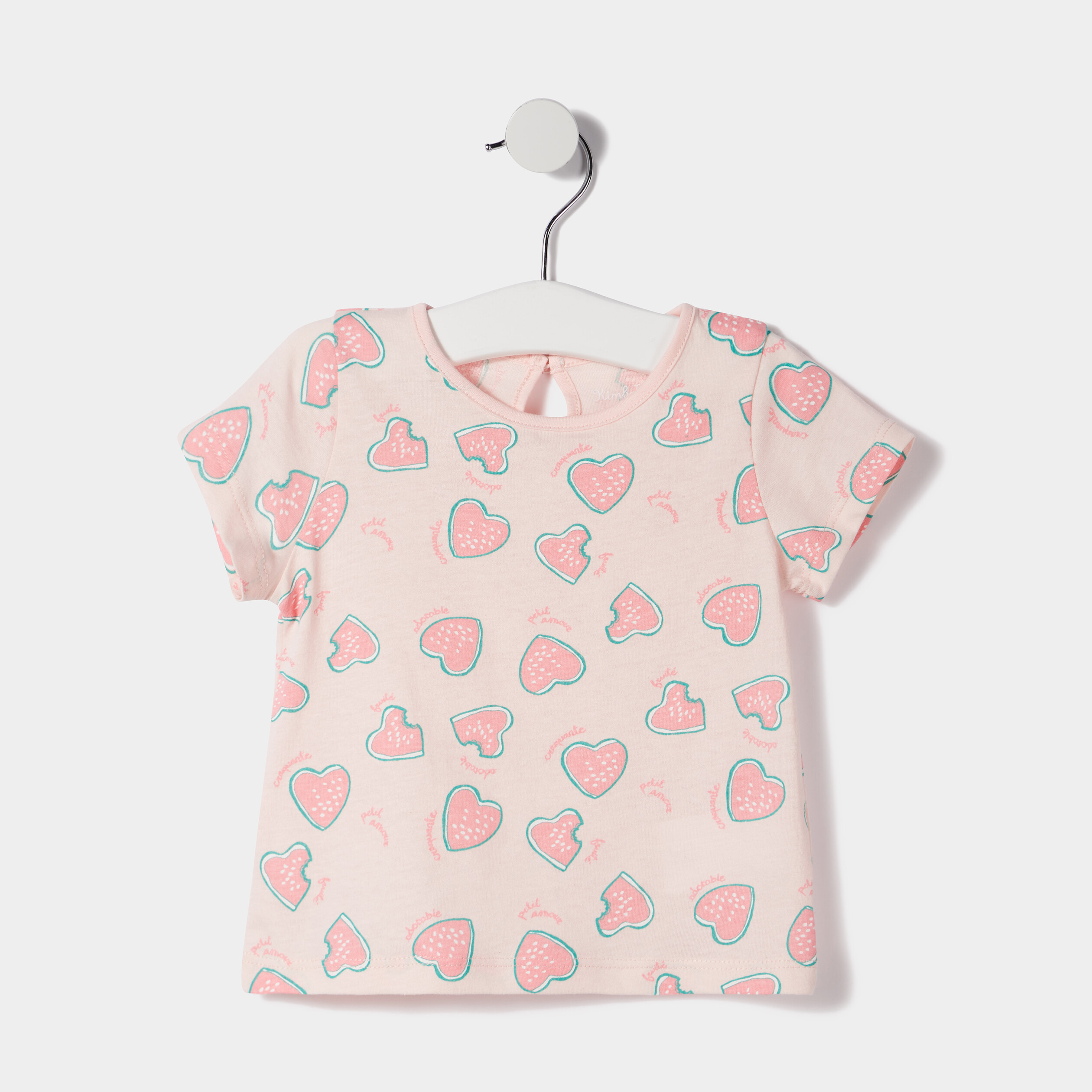 T-shirt manches courtes rose clair bébé fille | La Halle