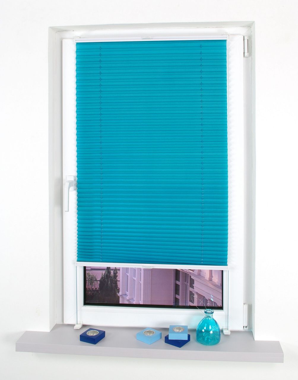 Bella Casa Klemmfix-Plissee verspannt, 150 x 90 cm, Blue Lagoon