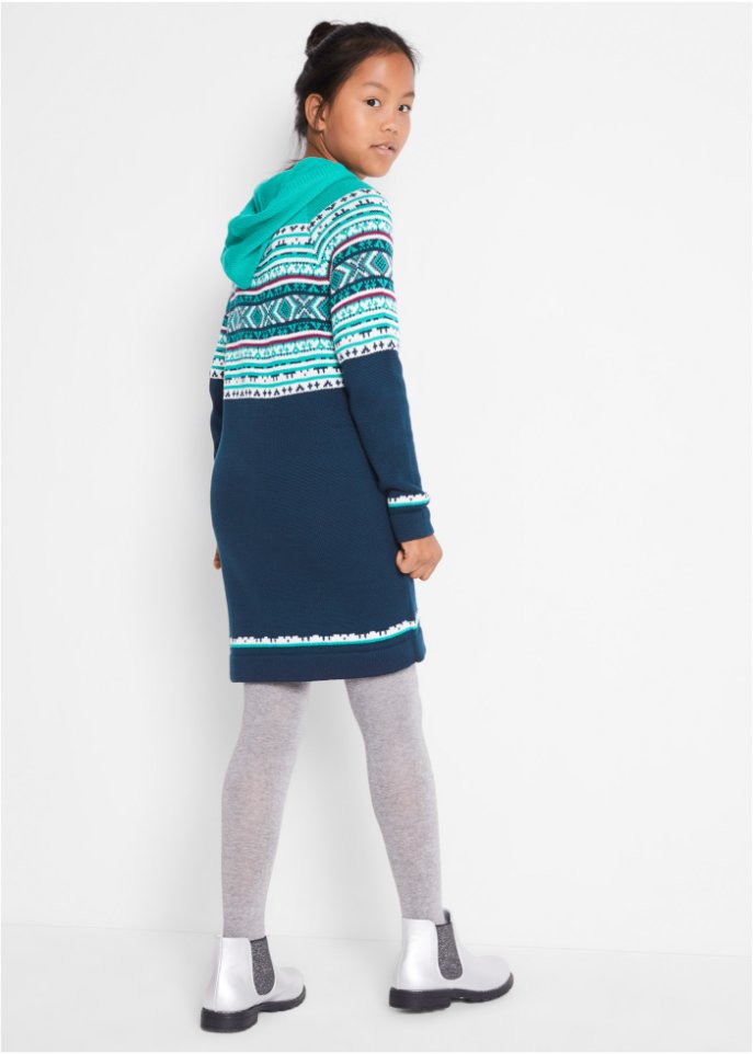 Mädchen Strickkleid mit Kapuze