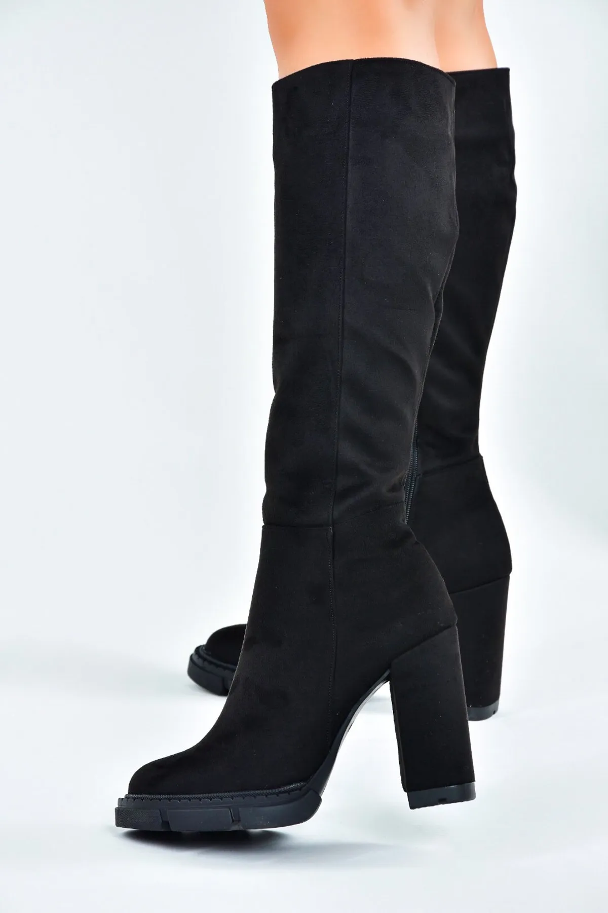 Fox Shoes  Schwarze Wildleder-Damenstiefel mit hohem Absatz L282770102