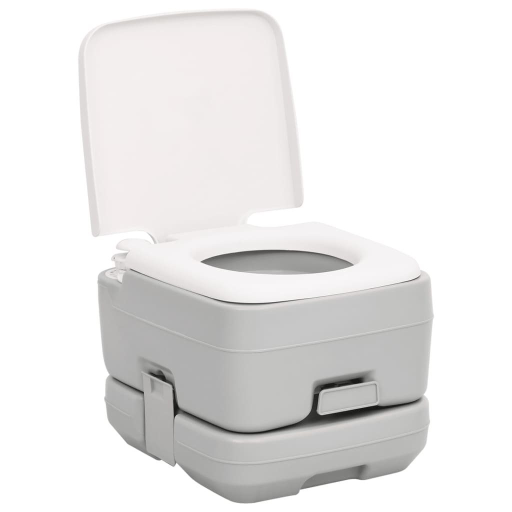 vidaXL Campingtoilette Camping-Toilette Tragbar Grau und Weiß 10 10 L HDPE