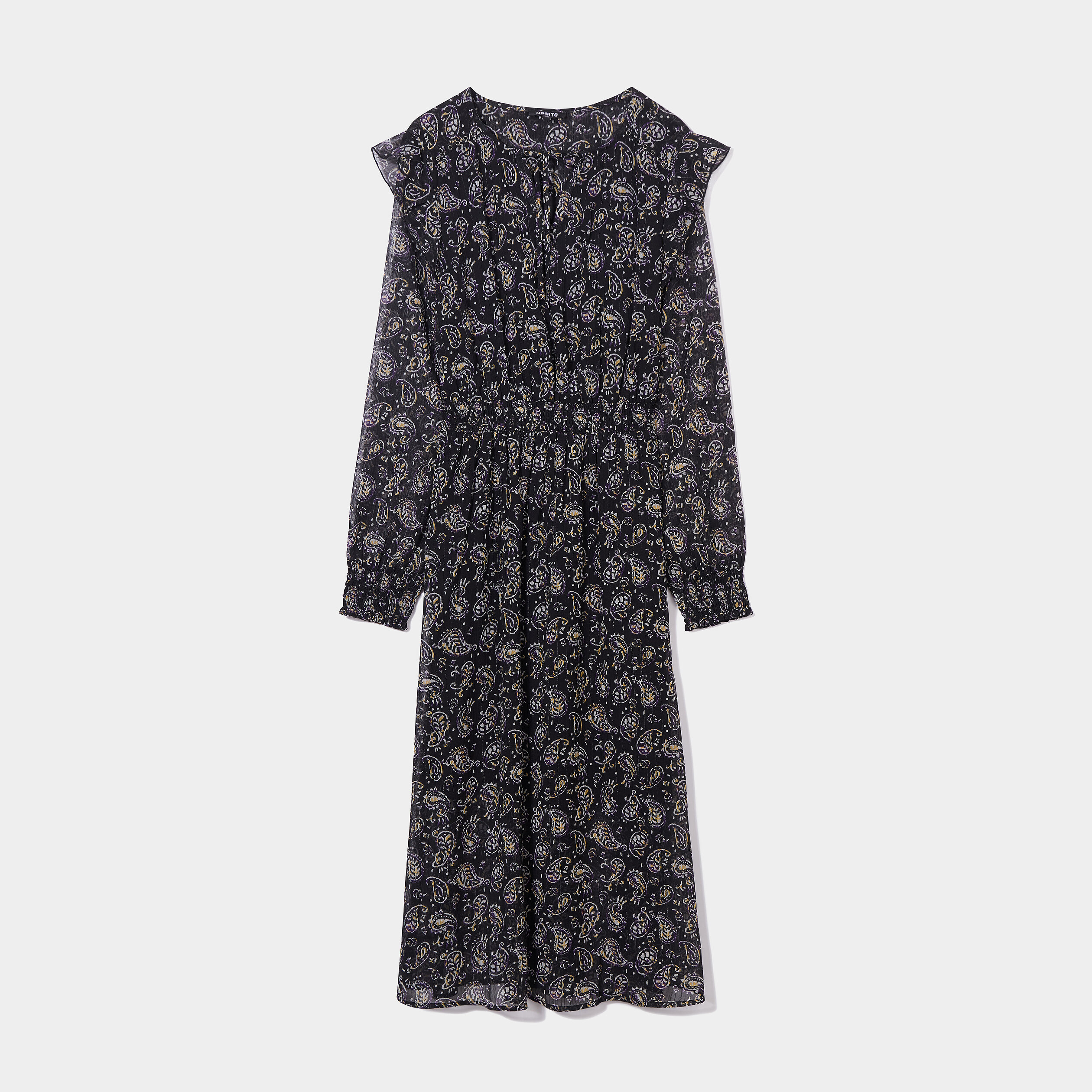 Robe fluide à volants longue noir femme | La Halle