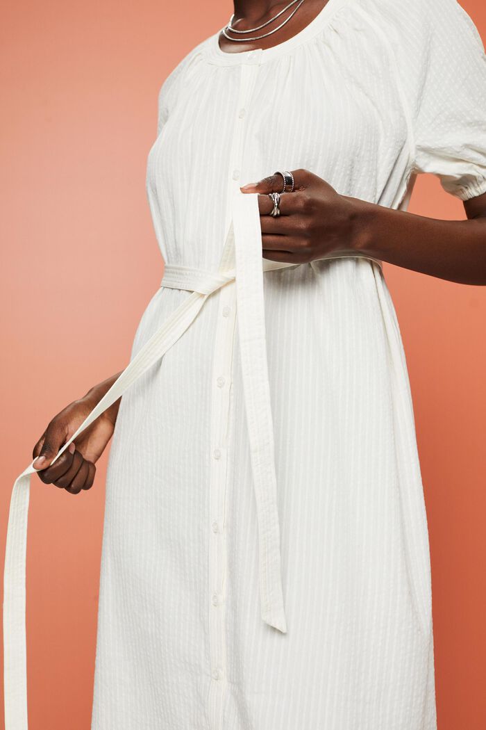 Midi-Hemdblusenkleid mit Bindegürtel, Baumwollmix