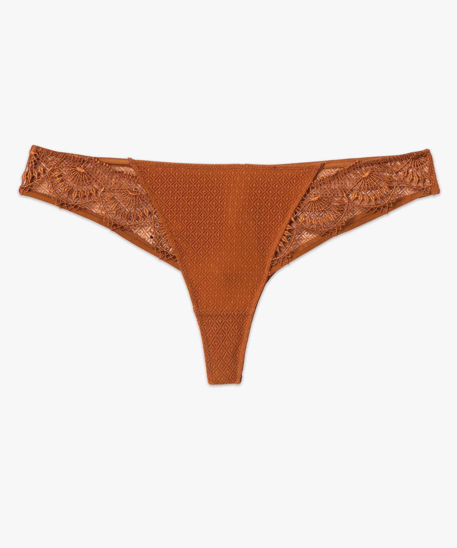 Tanga femme en dentelle marron | GEMO