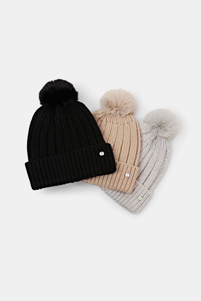 Rippstrick-Beanie, Wollmix