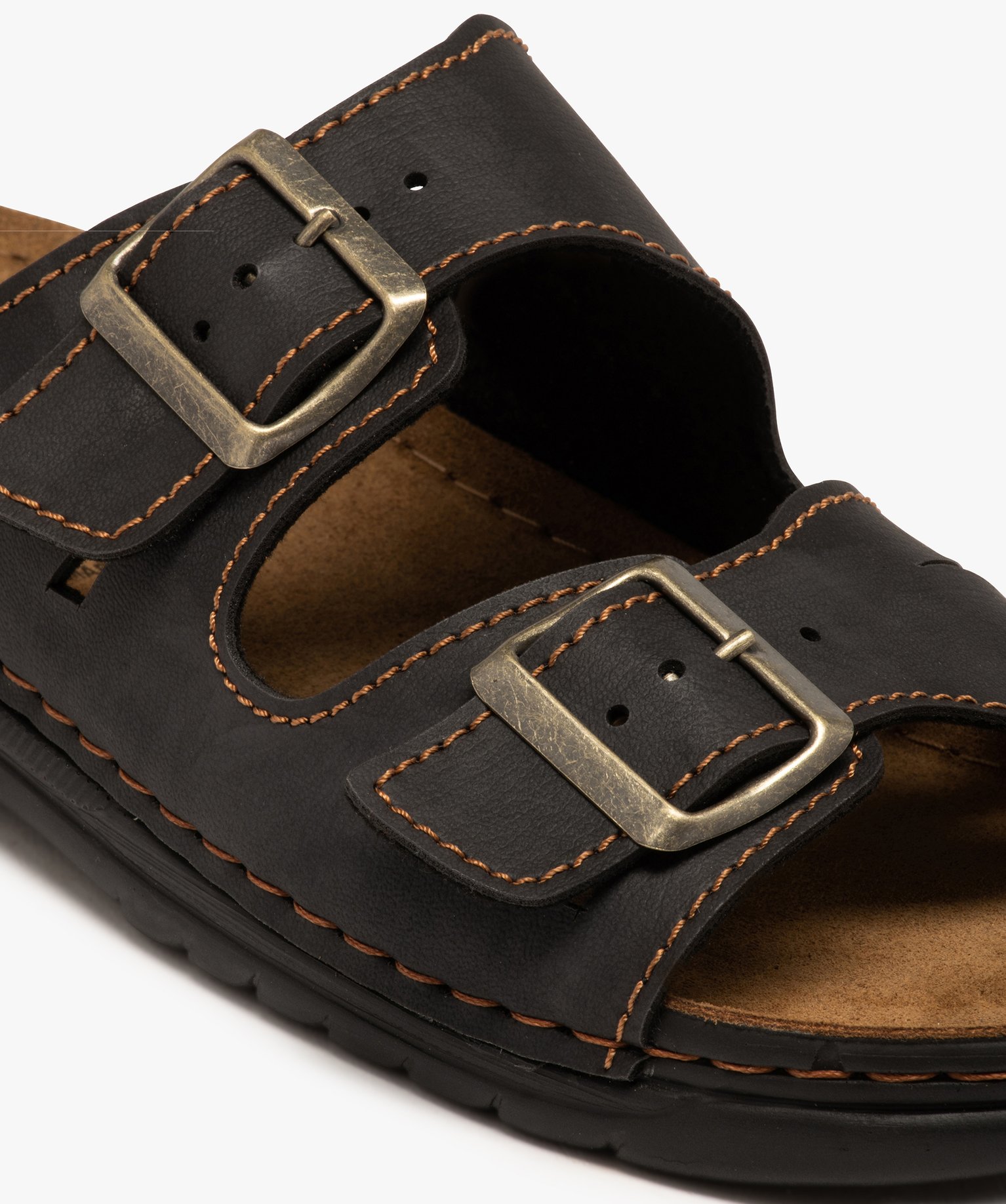 Mules homme confort à larges brides à boucle noir | GEMO