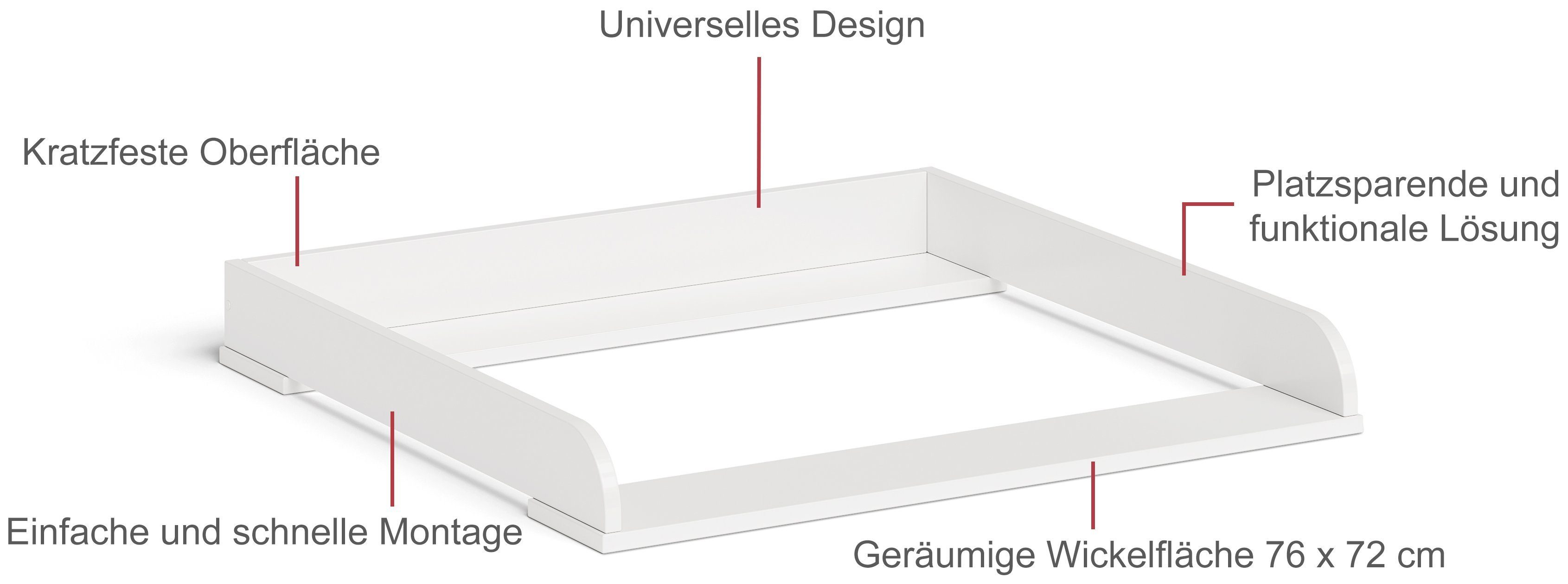 Bellabino Wickelaufsatz Oti, für IKEA Kommode Malm, Hemnes, Nordli