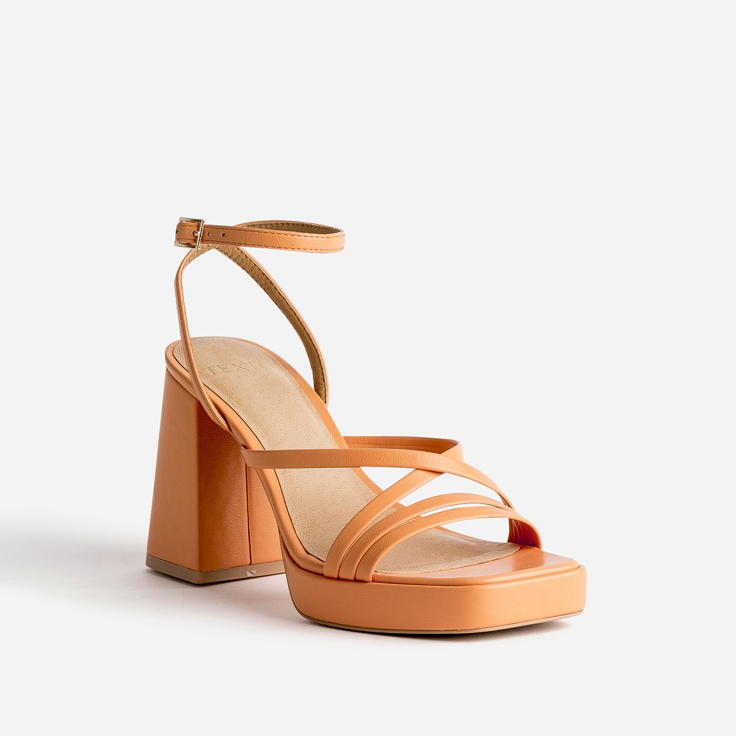 Sandale TEXTO orange à talon flare