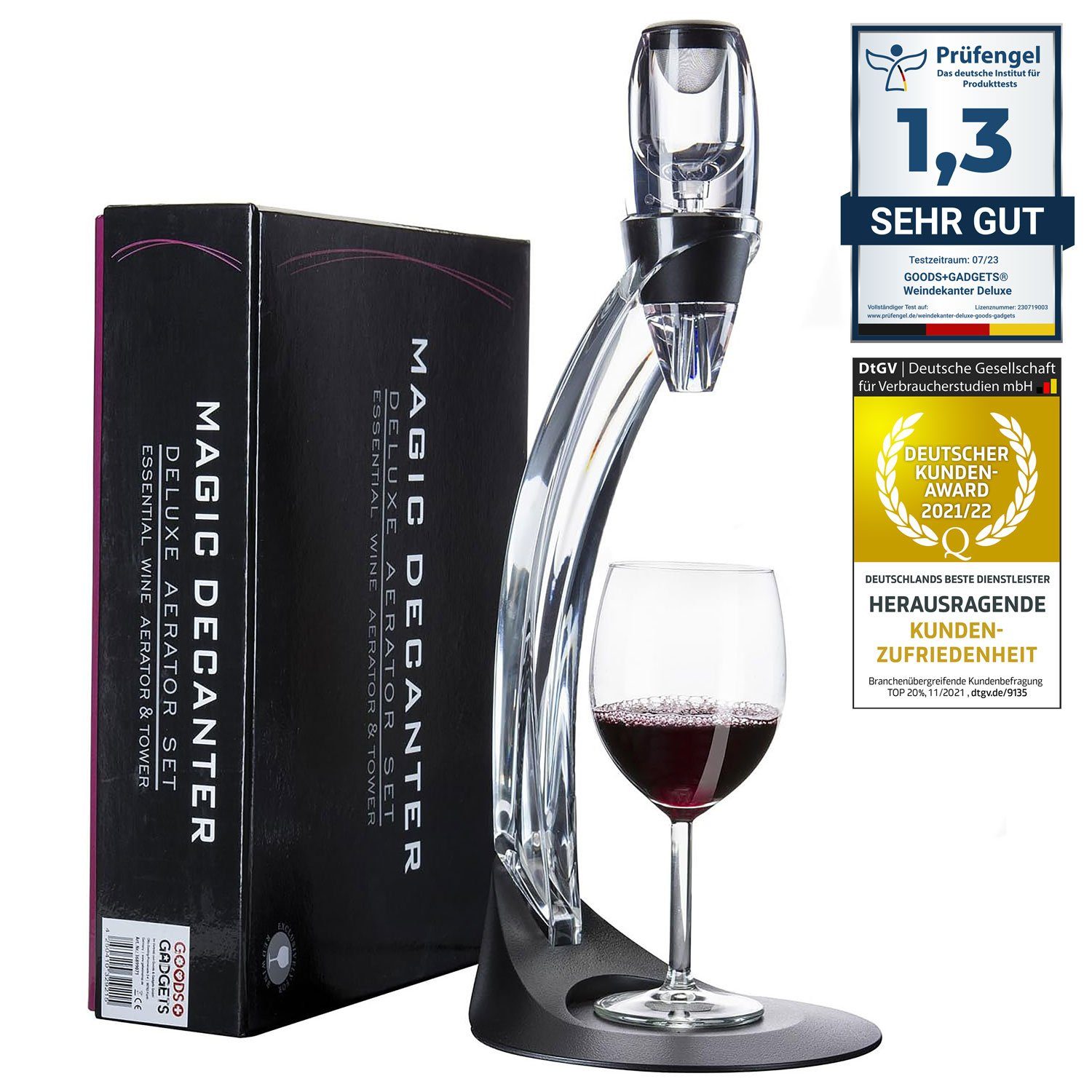 Dimono Dekanter Weinbelüfter Magic Decanter, (Luxus, Wein-Dekanter), Ausgießer