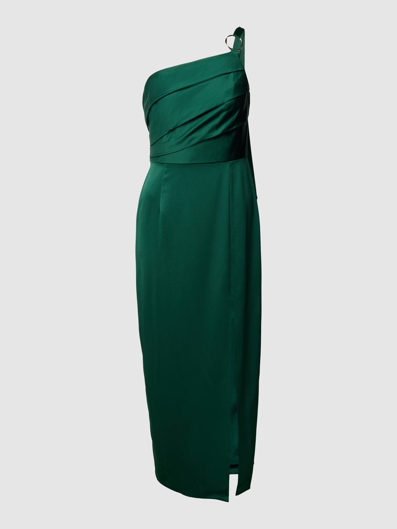 Abendkleid mit One-Shoulder-Träger in dunkelgrün