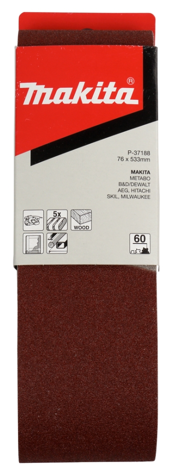 Akcesoria Makita P-37188 Taśma szlifierska 533 x 76 mm K60 5 szt.