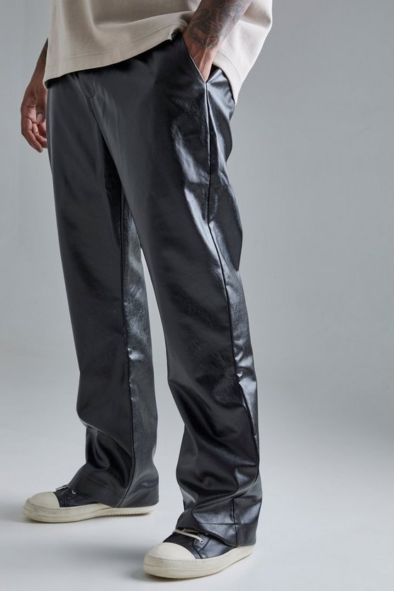 Plus Slim-Fit PU-Schlaghose