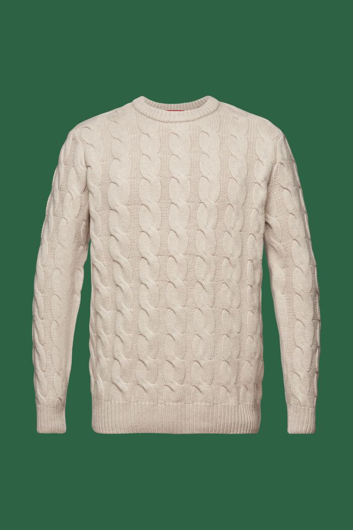 Zopfstrickpullover aus Wolle