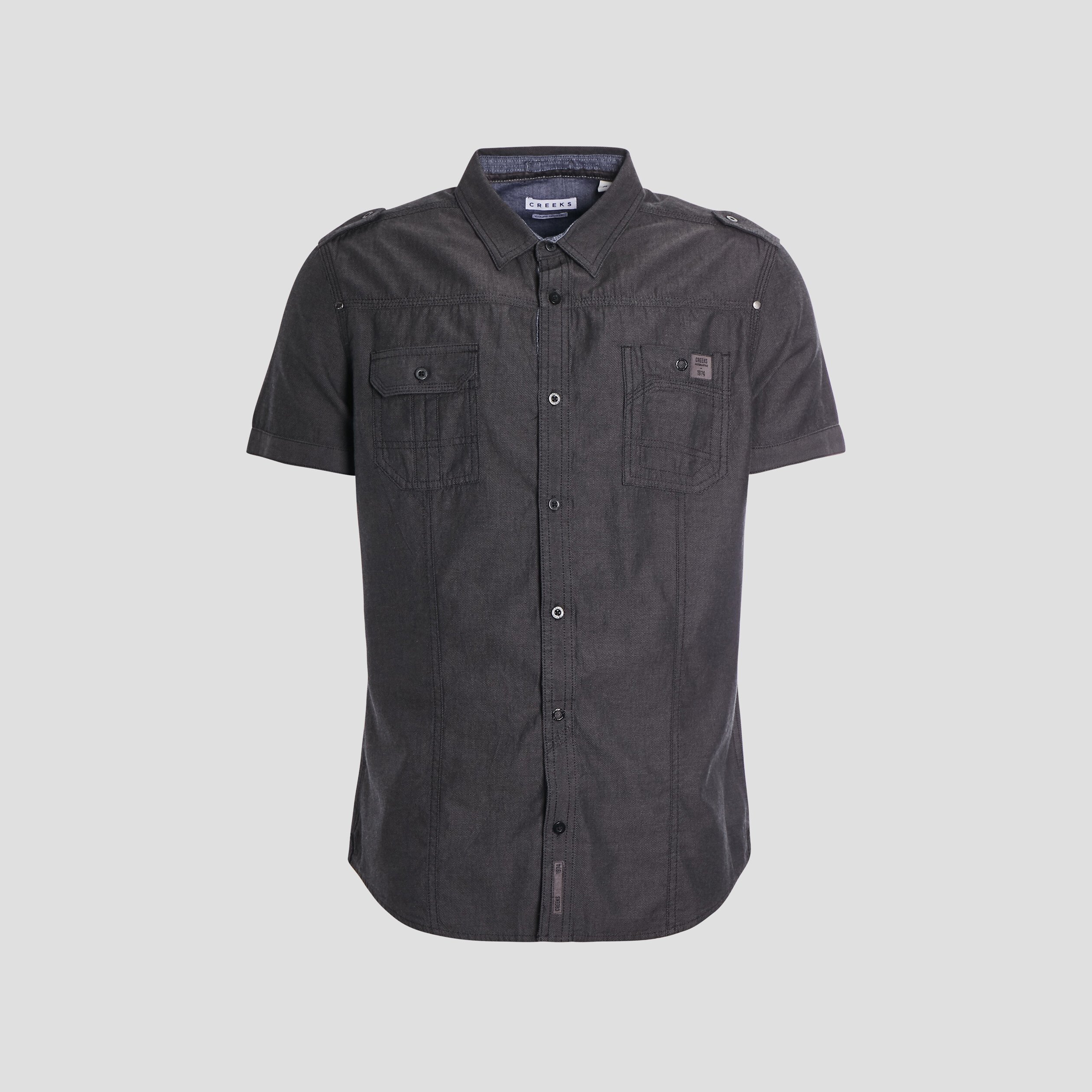 Chemise manches courtes Creeks noir homme | La Halle