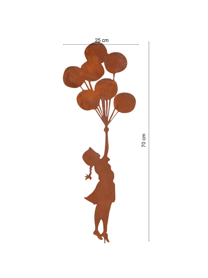 UNUS Gartenstecker Rost Mädchen mit Ballons in Braun günstig kaufen onesize