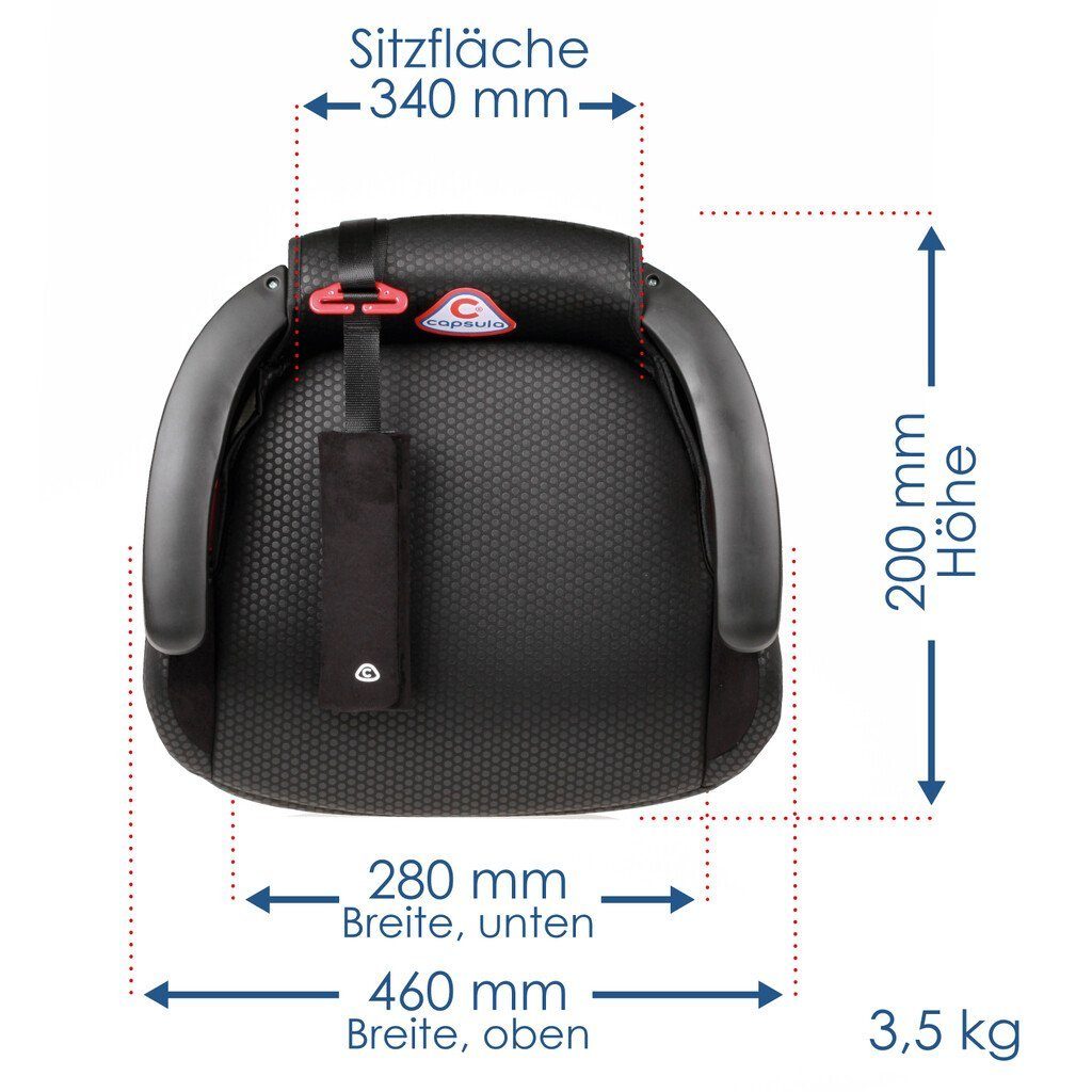 capsula® Autokindersitz Kindersitzerhöhung Isofix Sitzerhöhung + Gurtführung (15-36kg) schw
