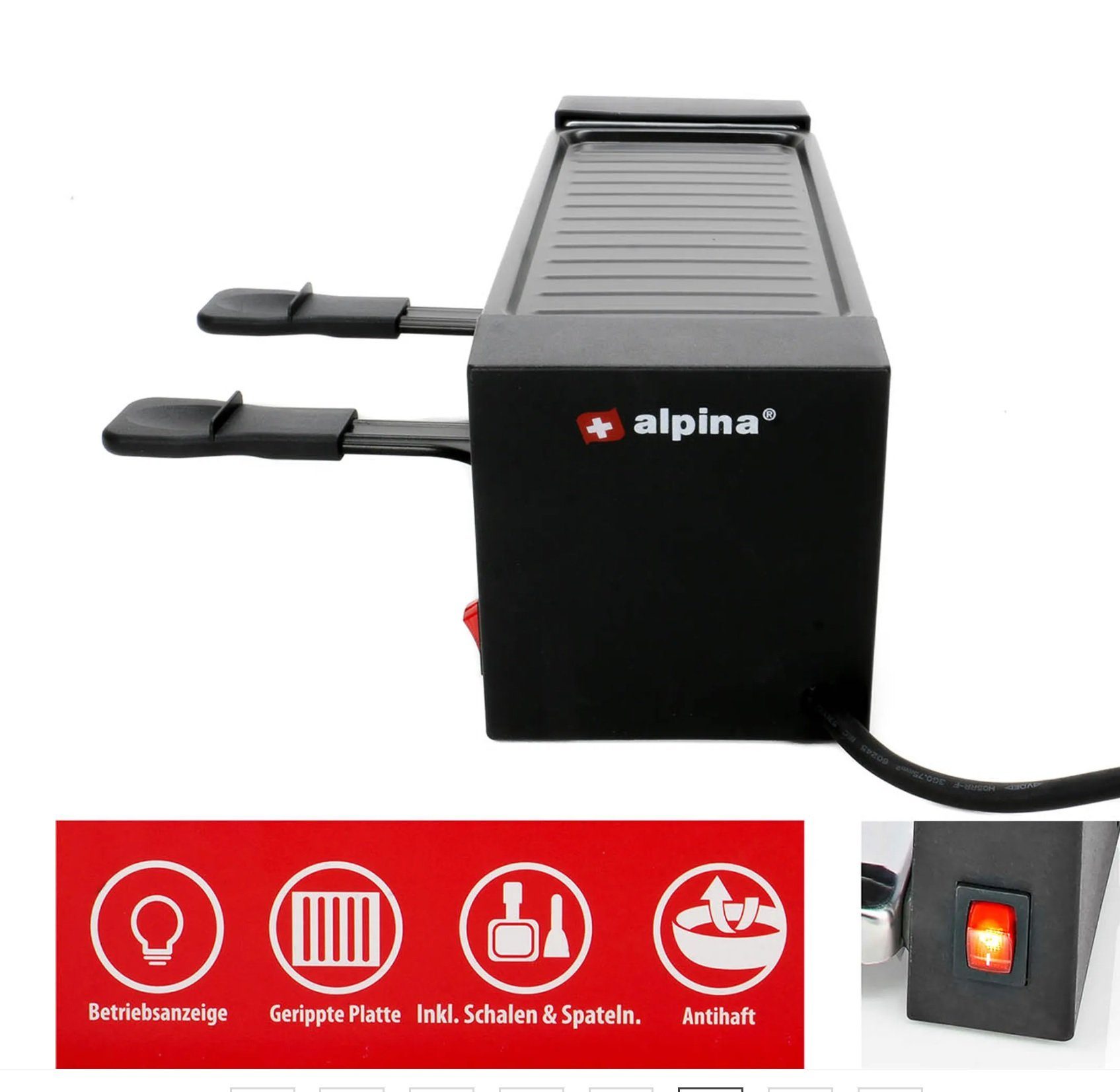 JUNG Raclette Raclette 2 personen Tischgrill Elektro Grill Partygrill Elektrogrill, 2 Raclettepfännchen, 400 W, Silvester, Weihnachten, Raklett, 4 Personen, 2 Personen, 6 Personen